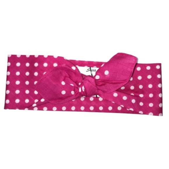 Pink and White Polka Dot Retro Bandana Tie Headband - Picture 7 of 13